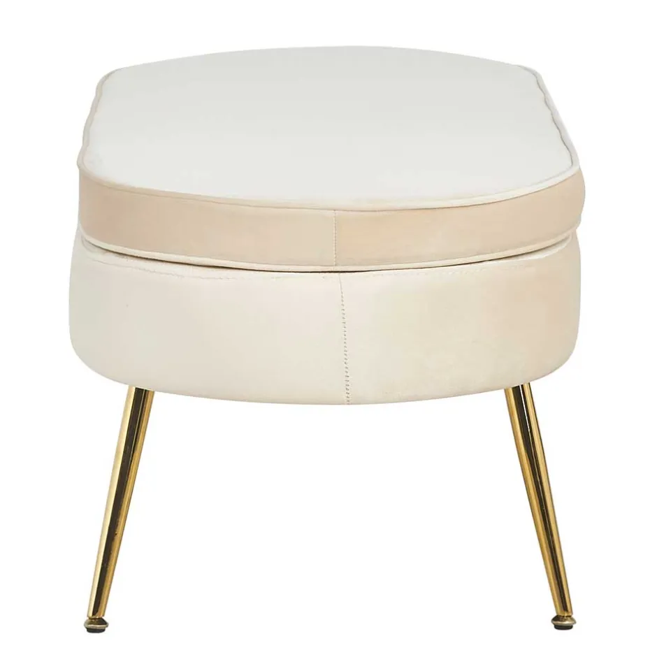 Eleganter Retro Style Hocker in Beige & Gold - Lugano^Wohnen Hot