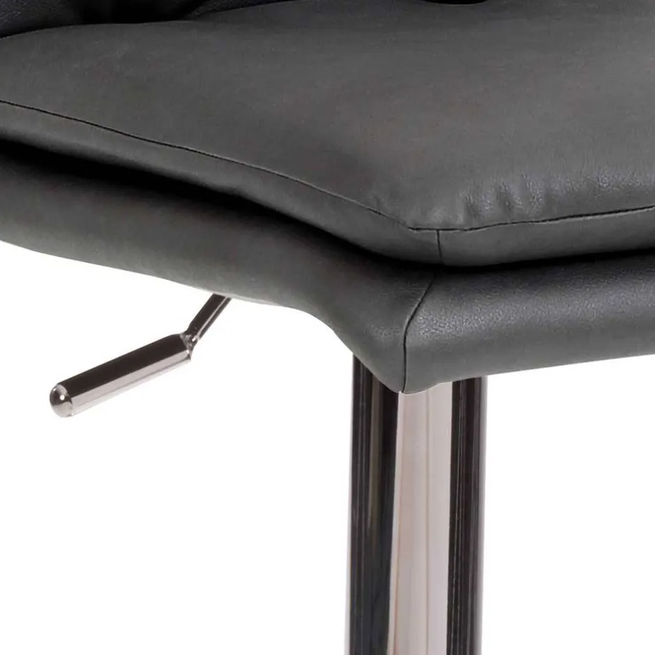 Wohnen Eleganter Tresenstuhl in Dunkelgrau & Chrom - Fregato