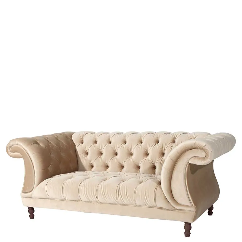 Elegantes Barocksofa in Beige Samtvelours - Hihat^Wohnen Sale