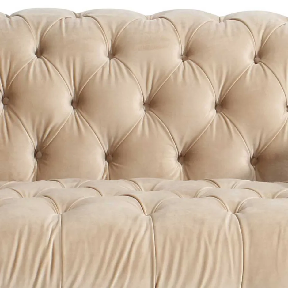 Elegantes Barocksofa in Beige Samtvelours - Hihat^Wohnen Sale
