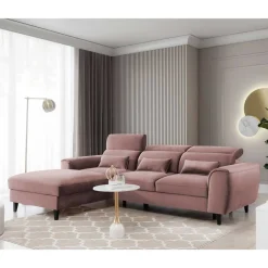 Elegantes Ecksofa in Rosenholz Velours - Malvarion^Wohnen Best