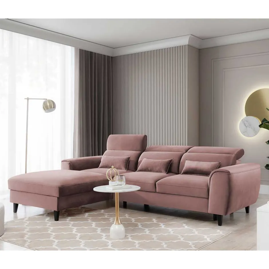 Elegantes Ecksofa in Rosenholz Velours - Malvarion^Wohnen Best