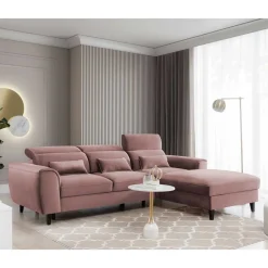 Elegantes Ecksofa in Rosenholz Velours - Malvarion^Wohnen Best