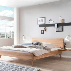 Wohnen Elegantes Holzbett aus geölter Wildeiche - Mathan