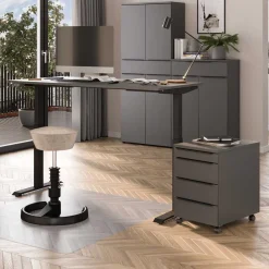 Wohnen Elektrisch verstellbarer Bürotisch & Rollcontainer - Tila (zweiteilig)