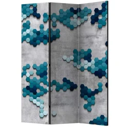 3-Elemente Paravent in Grau & Blautönen Motivprint - Gralindaca^Wohnen Hot