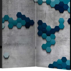 3-Elemente Paravent in Grau & Blautönen Motivprint - Gralindaca^Wohnen Hot