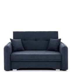 Wohnen 2er Schlafcouch in Blaugrau Veloursbezug - Candeloco