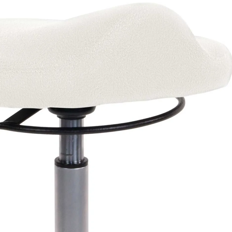 Ergonomischer Bürohocker in Weiß Kunstleder - Gorana^Wohnen Best