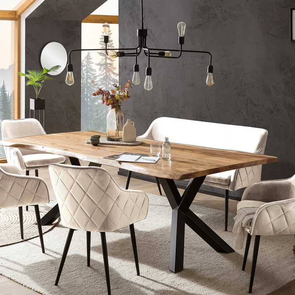 Essbank in Cremeweiß mit Schwarz - Tamba^Wohnen Clearance