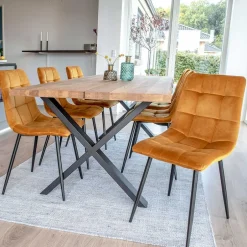 Essgruppe mit gelben Stühlen - Valco (siebenteilig)^Wohnen Clearance