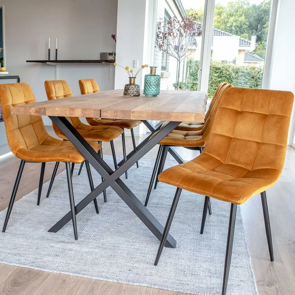 Essgruppe mit gelben Stühlen - Valco (siebenteilig)^Wohnen Clearance
