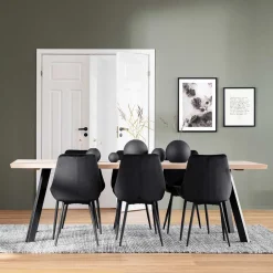 Essplatzgruppe mit Samtstühlen - Pulva (siebenteilig)^Wohnen Discount