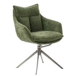 Esstisch Armlehnenstuhl in Oliv Grün und Edelstahl - Mint (2er Set)^Wohnen Sale