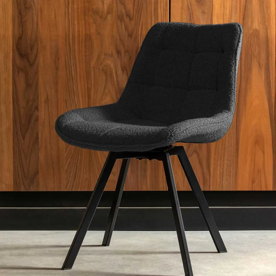 Wohnen Esstisch Drehstuhl aus Boucle Stoff - Seymour (2er Set)