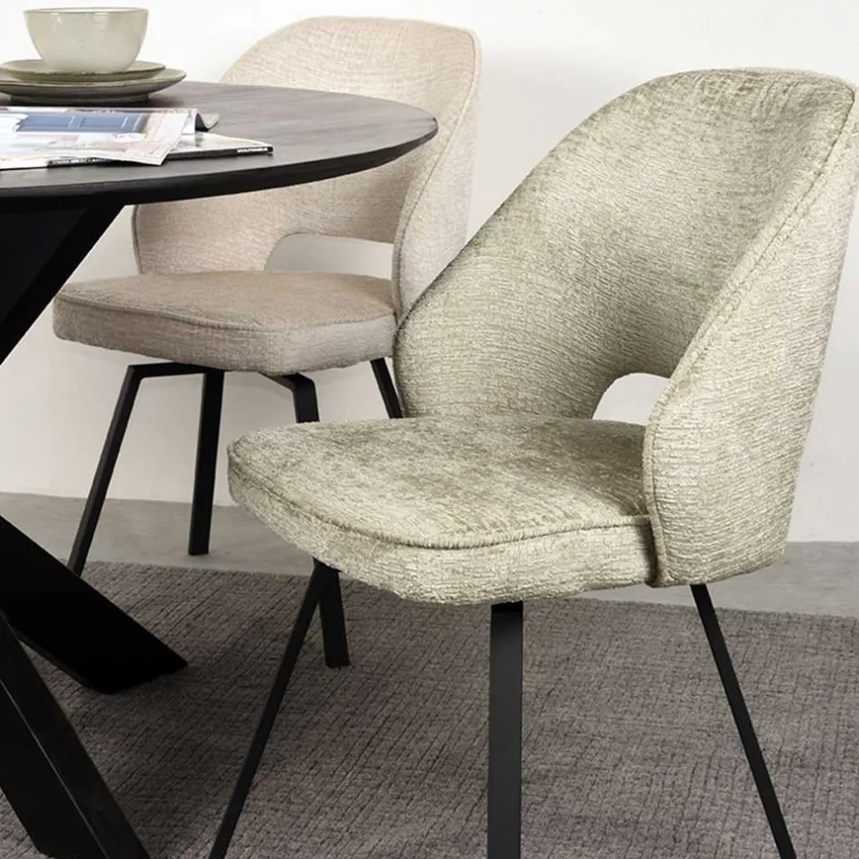 Wohnen Esstisch Drehstuhl in Beige Struktursamt - Turena (2er Set)