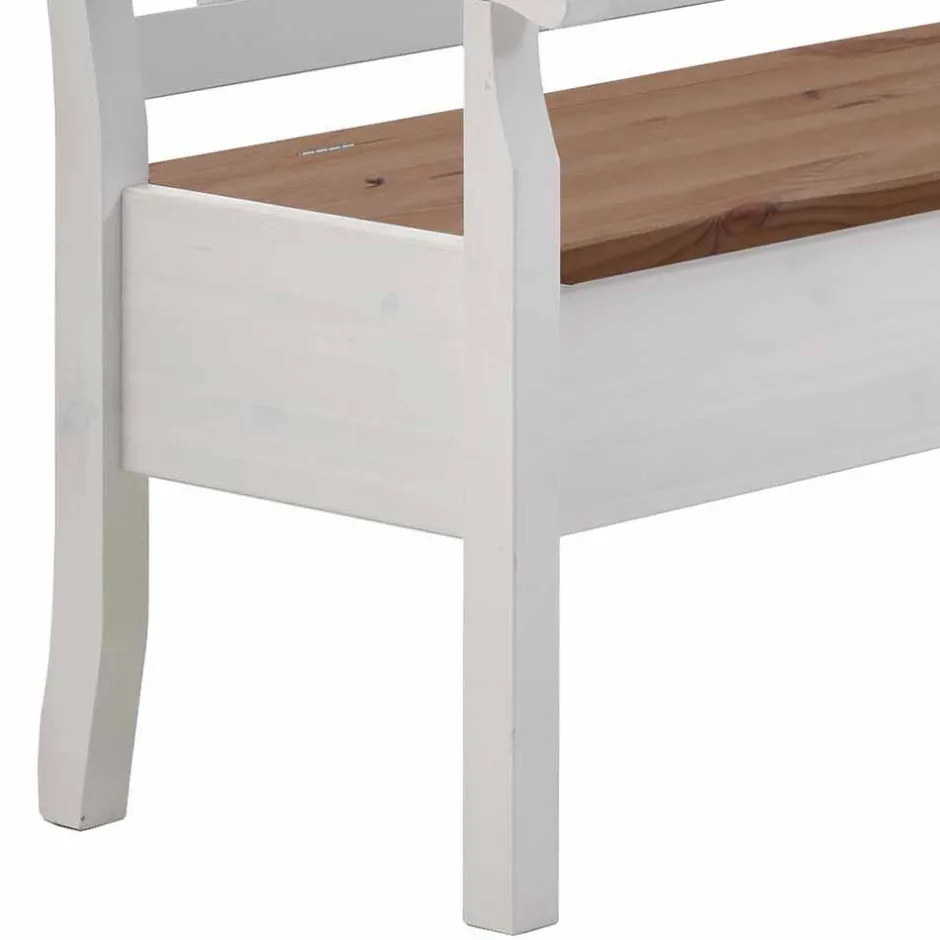 Wohnen Esstisch Eckbank Barlad aus Kiefernholz Weiß mit Braun