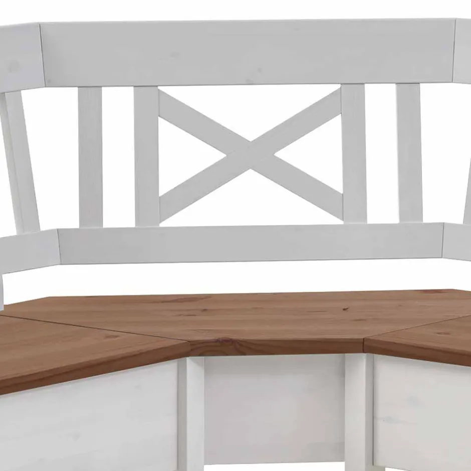 Wohnen Esstisch Eckbank Barlad aus Kiefernholz Weiß mit Braun