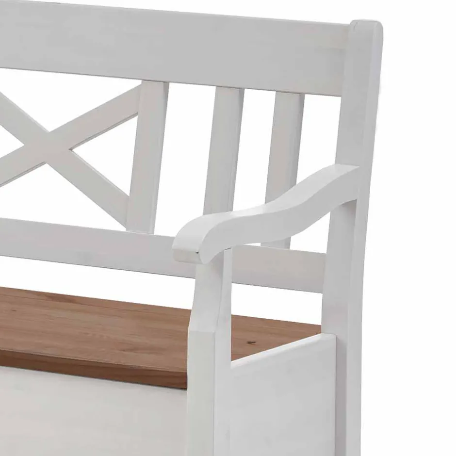 Wohnen Esstisch Eckbank Barlad aus Kiefernholz Weiß mit Braun