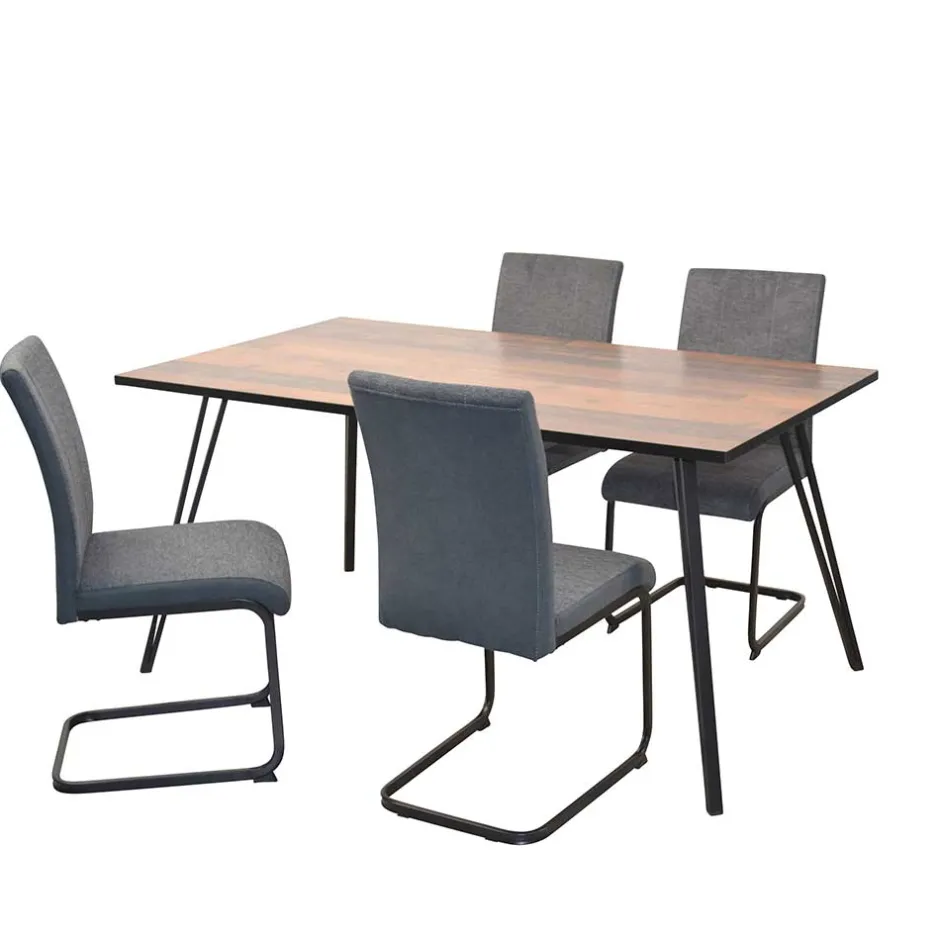 Wohnen Esstisch Kombination mit Schwingstühlen - Yagov (fünfteilig)