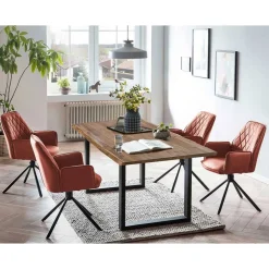 Wohnen Esstisch mit Drehsesseln Set - Eboniar (fünfteilig)