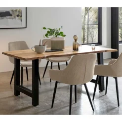 Esstisch mit H-Gestell und Baumkanten Platte - Polardia^Wohnen