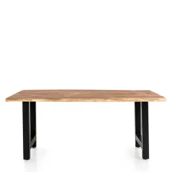 Esstisch mit H-Gestell und Baumkanten Platte - Polardia^Wohnen