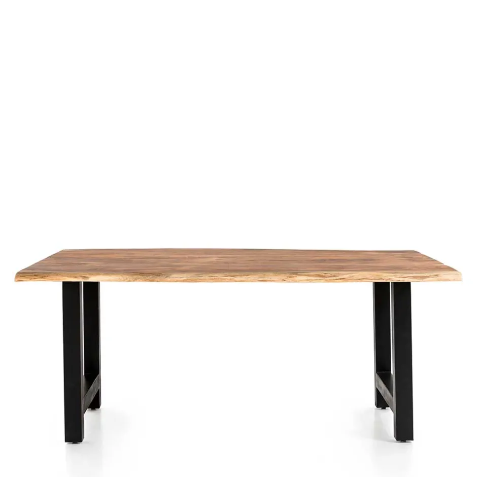 Esstisch mit H-Gestell und Baumkanten Platte - Polardia^Wohnen