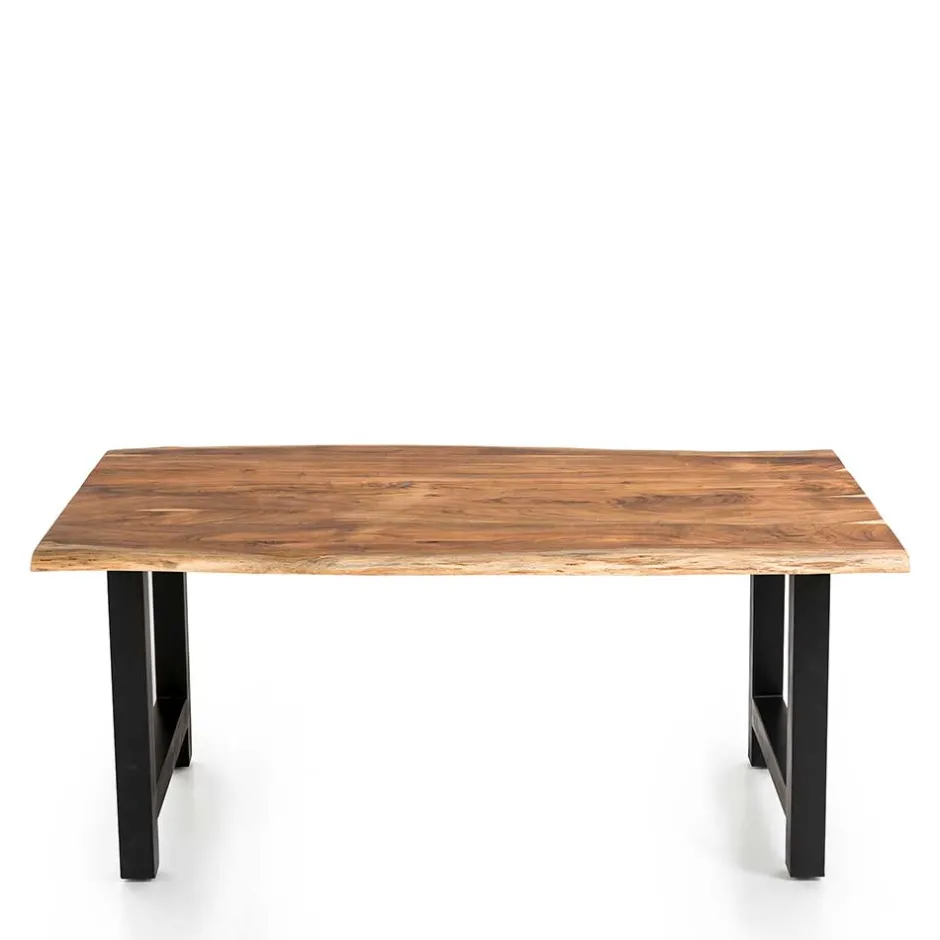 Esstisch mit H-Gestell und Baumkanten Platte - Polardia^Wohnen