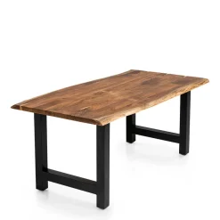 Esstisch mit H-Gestell und Baumkanten Platte - Polardia^Wohnen