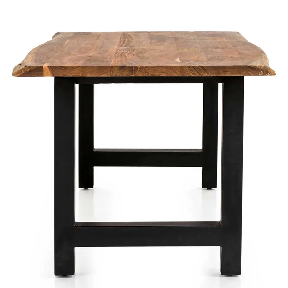 Esstisch mit H-Gestell und Baumkanten Platte - Polardia^Wohnen