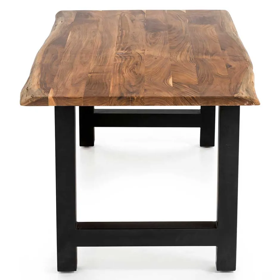 Esstisch mit H-Gestell und Baumkanten Platte - Polardia^Wohnen