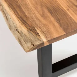 Esstisch mit H-Gestell und Baumkanten Platte - Polardia^Wohnen