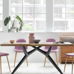 Esstisch mit Holzplatte Akazie & Eisengestell - Sestron^Wohnen Online