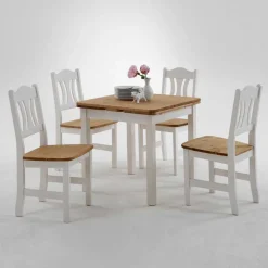 Wohnen Esstisch mit Stühlen Vipe in Weiß (fünfteilig)