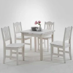 Esstisch mit Stühlen Vironegras in Weiß (fünfteilig)^Wohnen Outlet