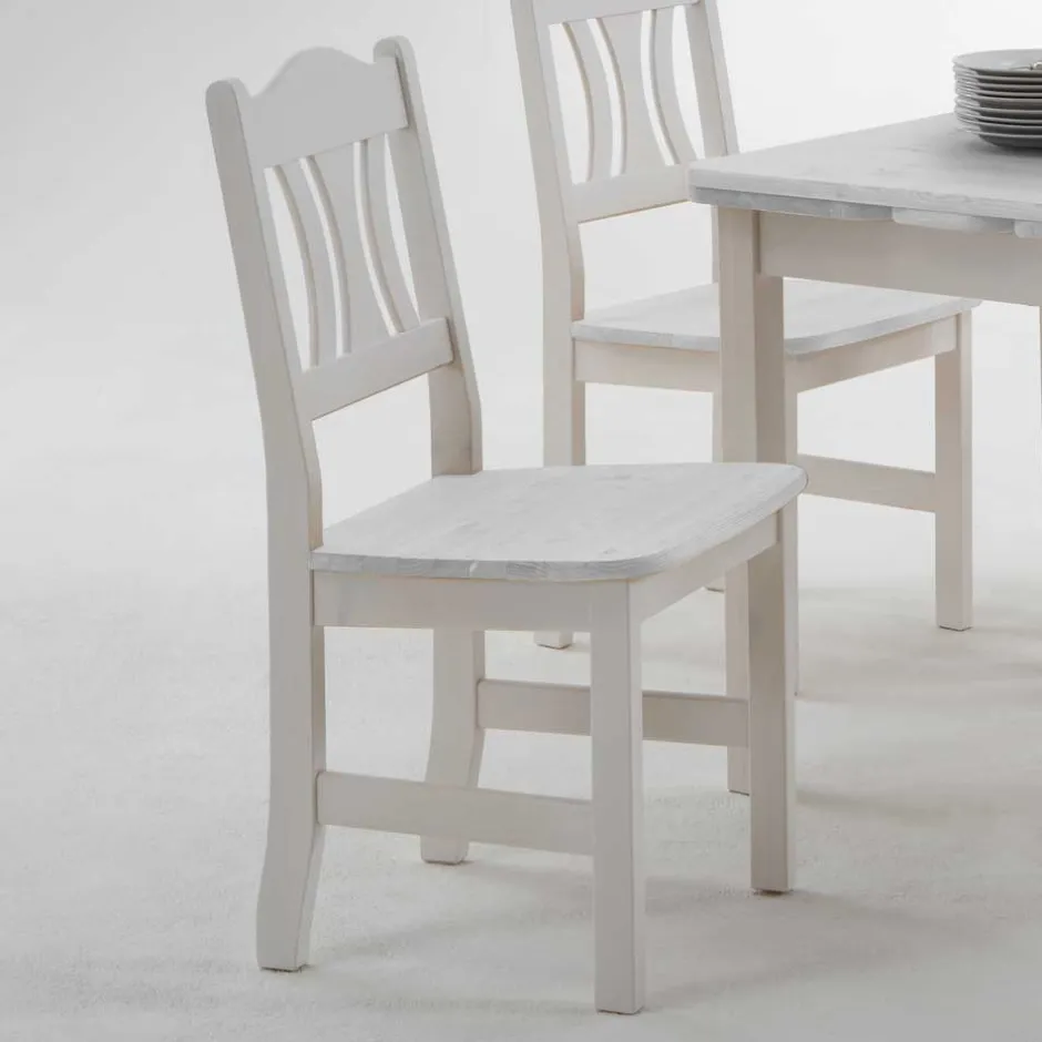 Esstisch mit Stühlen Vironegras in Weiß (fünfteilig)^Wohnen Outlet