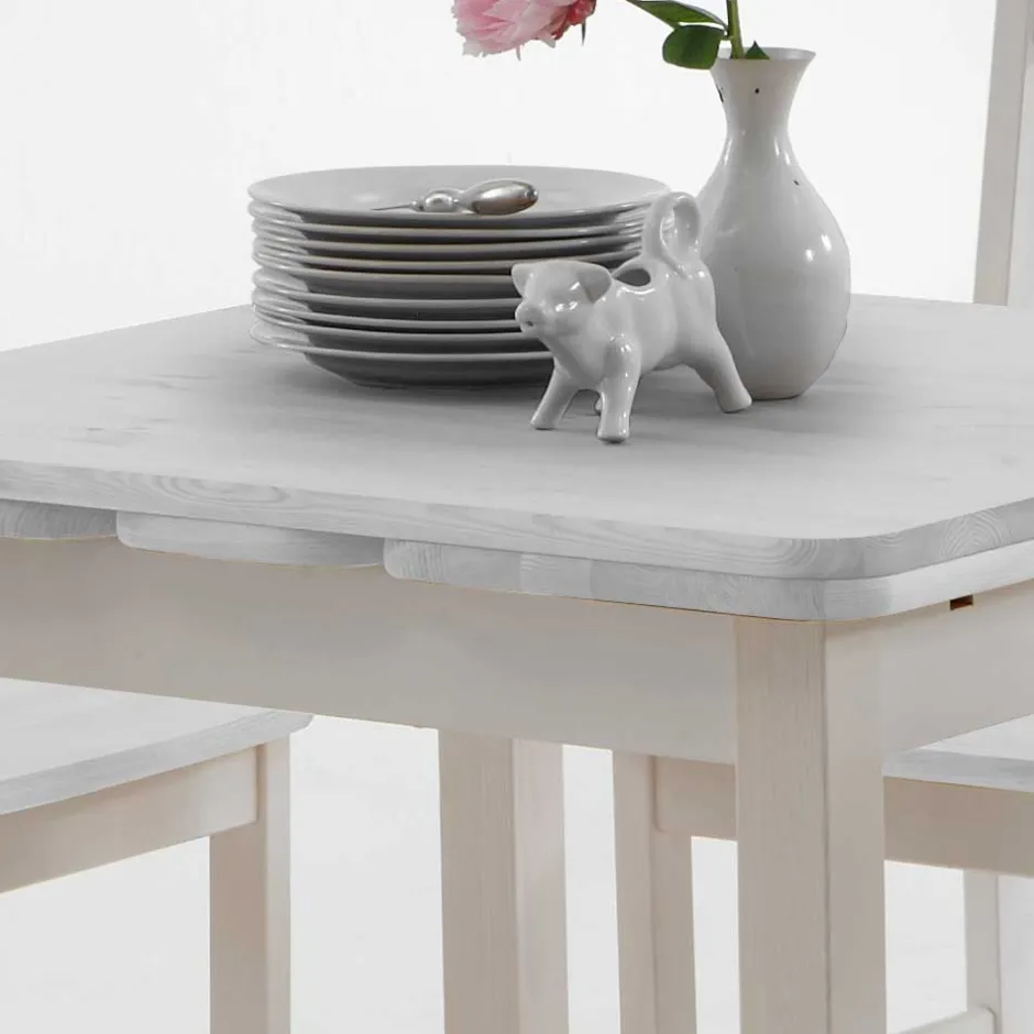 Esstisch mit Stühlen Vironegras in Weiß (fünfteilig)^Wohnen Outlet