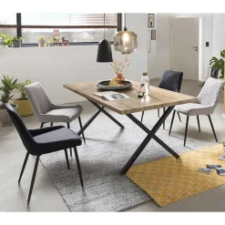 Wohnen Esstisch mit X-Beinen plus 4 Stühle - Lamon (fünfteilig)