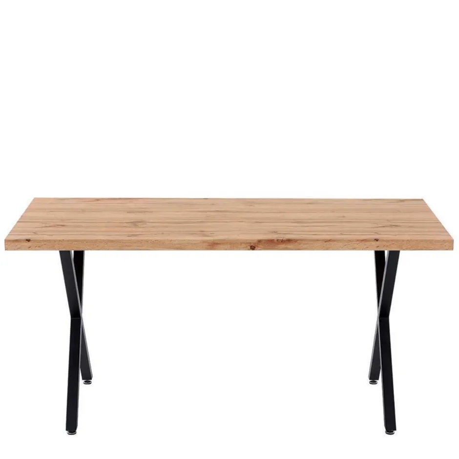 Wohnen Esstisch mit X-Beinen plus 4 Stühle - Lamon (fünfteilig)