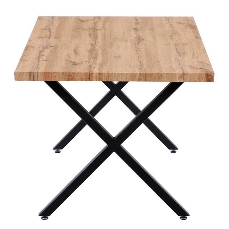 Wohnen Esstisch mit X-Beinen plus 4 Stühle - Lamon (fünfteilig)