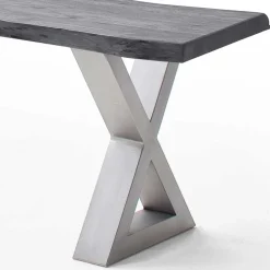 Wohnen Esstisch Sitzbank in Akazie Grau mit Baumkante - Lorencia