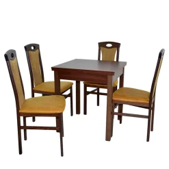 Wohnen Esstisch Sitzgruppe in Nussbaum & Ocker - Carmian (fünfteilig)