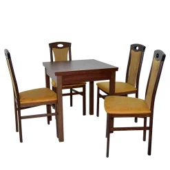 Wohnen Esstisch Sitzgruppe in Nussbaum & Ocker - Carmian (fünfteilig)