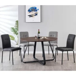 Wohnen Esstisch Sitzgruppe mit Tisch Rund - Grace (fünfteilig)