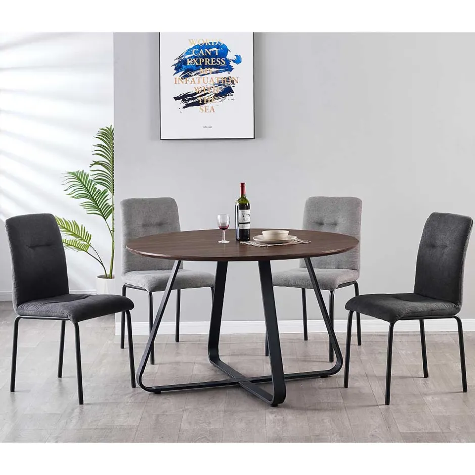 Wohnen Esstisch Sitzgruppe mit Tisch Rund - Grace (fünfteilig)