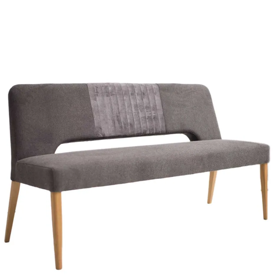 Wohnen Esstisch Sofa Bank in Dunkelgrau Stoff Velours - Merka