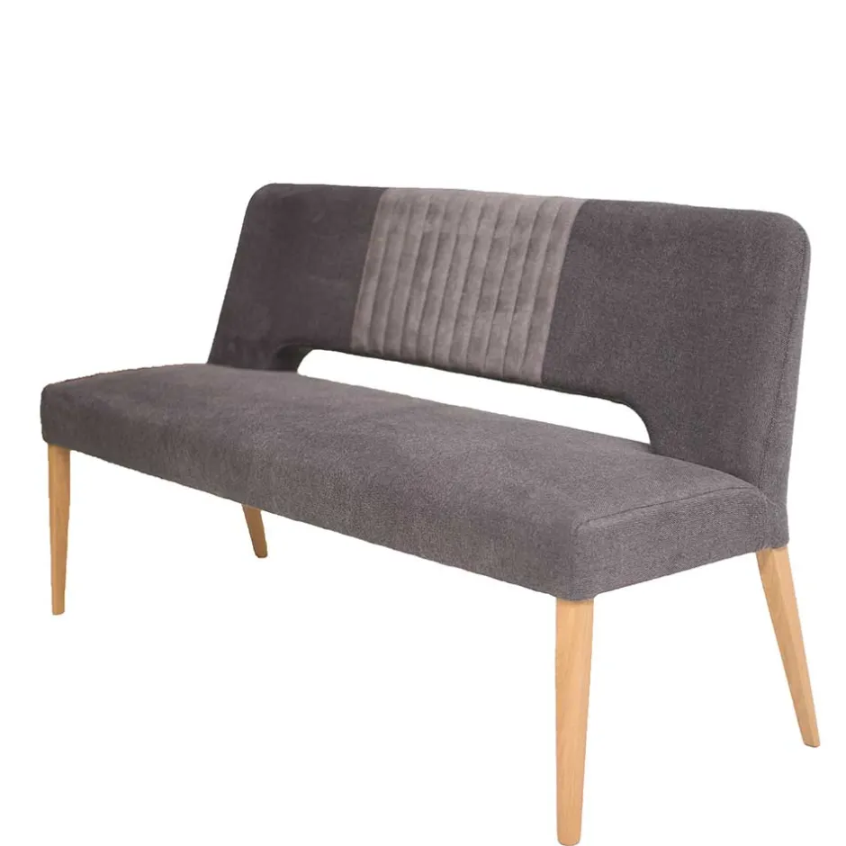 Wohnen Esstisch Sofa Bank in Dunkelgrau Stoff Velours - Merka