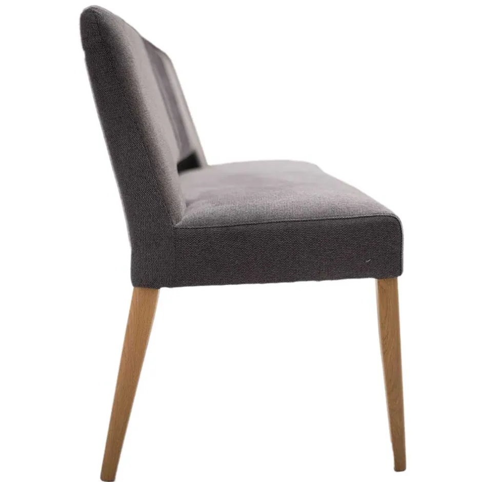 Wohnen Esstisch Sofa Bank in Dunkelgrau Stoff Velours - Merka