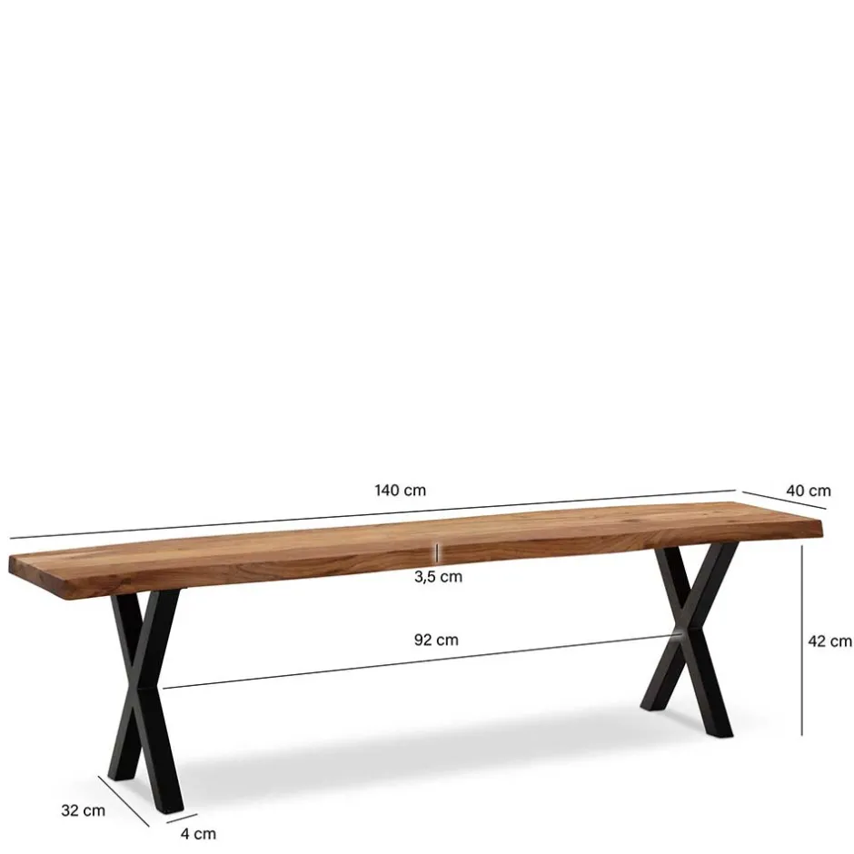 Wohnen Esstischbank mit X-Beinen - Rajavo